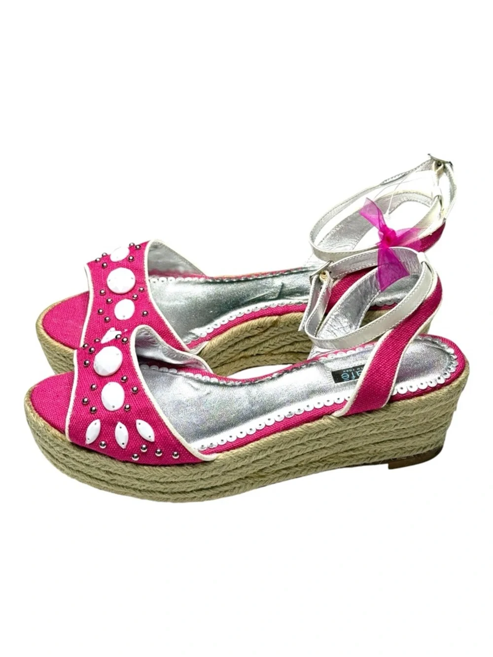 Vintage Y2K: Rafé NY ❤︎︎ Faceted Pearl Embellished Espadrille Sandal ❤︎︎ Pink 9M